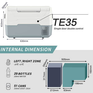 ตู้เย็นในรถยนต์แบบพกพา <span class=keywords><strong>TE35</strong></span> T35 DC12V/24V AC100V ~ 240V 30L การควบคุมแบบคู่อุณหภูมิ20 ℃ ~ 10 R134a คอมเพรสเซอร์ตู้เย็นในรถยนต์ - Product Image 6