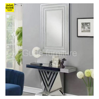 Tables consoles en verre miroir avec diamants écrasés scintillants de haute qualité