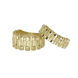 14K Vergoldeter Vintage-Bandring im Strukturierten Stil Unisex Goldring für Männer und Frauen Klassischer Langlebiger Schmuck - Product Image 1