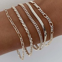 Bracelet chaîne Figaro multicouche en alliage fait main style bohème pour femme, vintage, empilable, mode décontractée, anniversaire