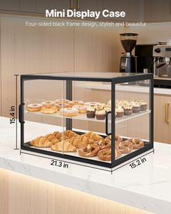 Vitrine de présentation en acrylique élégante avec cadre noir, étagères amovibles et porte coulissante anti-poussière pour la présentation de gâteaux et pâtisseries en <span class=keywords><strong>boulangerie</strong></span> et café - Product Image 6