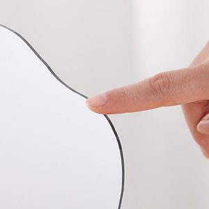 Fabrika sıcak tarzı masa masa çerçevesiz düzensiz dalgalı estetik akrilik makyaj makyaj masası aynası ahşap standı ile - Product Image 4