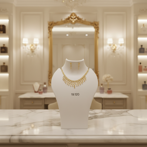 Luxury 22K <b>Gold</b> Statement <b>Necklace</b> <b>Set</b> with Dangling Oval Motifs <b>and</b> Matching <b>Earrings</b> for Womens Occasion Jewelry - Product Image 1