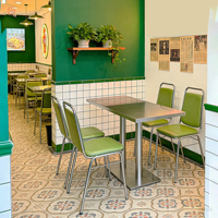 Table-banc industrielle OEM ronde en acier inoxydable, durable et moderne, sans accoudoirs, pour hôtels, cafés, salons de thé et usage commercial
