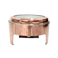Réchaud de buffet rond de luxe commercial de haute qualité 6L or rose pour mariage, fête, hôtel