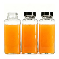 250ml, 350ml, 500ml Transparante Franse Vierkante Drankfles, Koudgeperste Sapfles Met Schroefdop