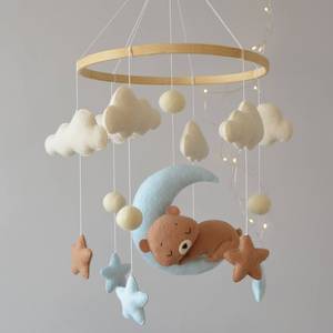 CPC CE fait main ours <span class=keywords><strong>boule</strong></span> souple jouets suspendus safari musical pépinière holz lit feutre berceau coran bébé mobiles avec cadre - Product Image 5