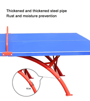 Table de tennis de table en composite SMC pour intérieur/extérieur, finition peinture écologique, couleur bleue, usage sportif, dimensions 2740x1525x760mm