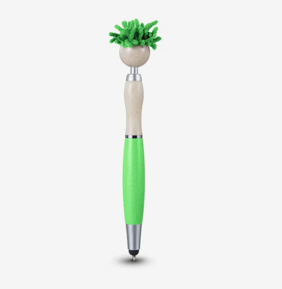 Custom Logo Imprinted Eco Friendly Wheat Straw Screen Cleaner Stylus Pens Promotional Giveaway Office Supplies