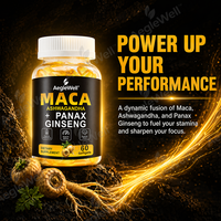 Gélules de Maca OEM pour l'amélioration masculine, complément alimentaire à base de plantes pour stimuler la libido et l'endurance, avec Ashwagandha, Panax Ginseng et Maca pour un meilleur sommeil