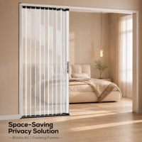 Porte coulissante pliante rétractable en acrylique transparent avec cadre en aluminium et PVC pour cuisine, escalier, usage extérieur