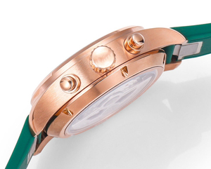 Reloj Cronógrafo de Piloto con Logotipo Personalizado para Hombre, Reloj Deportivo de Cuarzo en Oro Rosa con Esfera Verde y Correa de Silicona - Product Image 5