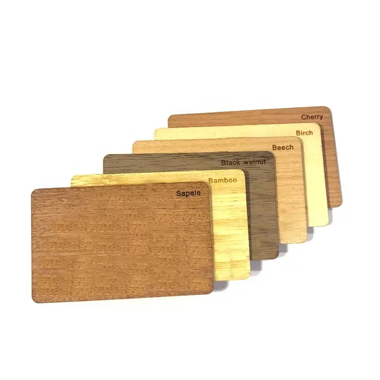 Carte de visite en bois NFC gravée au laser de carte à puce RFID vierge personnalisée