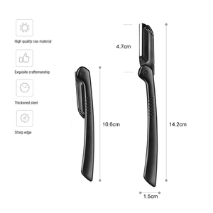 MAYFAIRY Disposable Stainless Steel Eyebrow Razor <strong>Trimmer</strong> Rounded Blade <strong>Black</strong> Shaping Cosmetic Tool Facial Hair Remover - Product Image 5