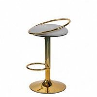 Tabouret de bar moderne en PU avec base pivotante en métal doré de luxe, réglable en hauteur avec vérin à gaz, stable pour îlot de cuisine, bar à domicile, hôtel