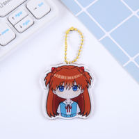 Porte-clés en acrylique Kawaii coloré avec pendentif personnalisé de personnage anime et chaîne de perles pour la décoration de sac à dos