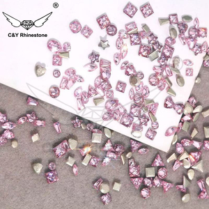 เพชรติดเล็บทรงแฟนซีสีขาวแบบแบนหลังเรียบ ขนาดเล็ก ประกายวิบวับ คละแบบ - Product Image 4