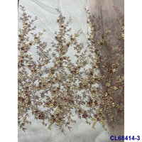 Tissu en dentelle de tulle à sequins 3D, maille brodée écologique en polyester/coton, nouvelle arrivée pour robes