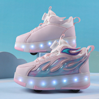 Chaussures de sport d'extérieur respirantes pour enfants, LED haute luminosité, dessus en cuir, semelle extérieure en TPR, chaussures de roller, mode