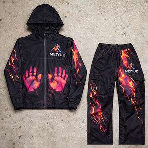 Ensemble survêtement en nylon imperméable pour homme, veste et pantalon de sport à fermeture éclair thermochromique, changeant de couleur en fonction de la chaleur - Product Image 1