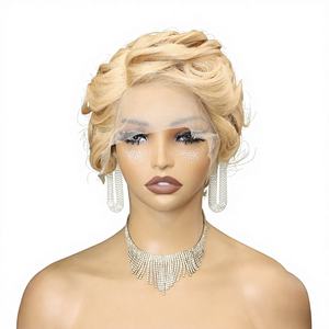 Perruques courtes bouclées Pixie FH en cheveux humains, perruque Lace Frontal 13x1 en cheveux humains brésiliens bouclés, coupe Pixie courte, perruque Lace Bob - Product Image 1