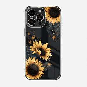 Coque de téléphone portable en verre PC TPU avec impression de <span class=keywords><strong>tournesol</strong></span> de luxe pour iPhone X Xr XS 11 12 13 14 15 16 17 18 Pro Max - Product Image 4