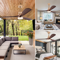 Ventilateur de plafond moderne en bois massif, durable, avec moteur DC et télécommande, avec lumière intégrée – Offre spéciale fabricant