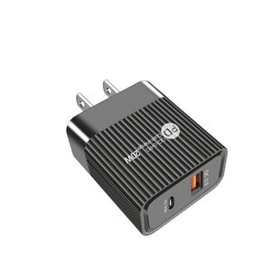 <b>Type</b>-<b>C</b> + USB Dual Port Fast Charger with QC3.0 18W Output for Laptop & Mobile Phone US/EU PD <b>Adapter</b> - Product Image 5