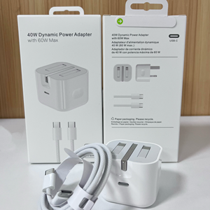 ชุดอุปกรณ์ชาร์จเร็ว 40W PD สำหรับ iPhone ชุดอุปกรณ์ชาร์จเร็ว 40W อะแดปเตอร์จ่ายไฟไดนามิก 40W สูงสุด 60W สายถัก USB-C to USB-C 60W - Product Image 6