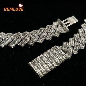 สร้อยคอเพชรเลี้ยงในห้องปฏิบัติการ 9K/14K/18K แบบ Cuban Chain หนาและเป็นประกาย งานจิวเวลรี่คุณภาพสูงสำหรับแร็ปเปอร์ฮิปฮอป - Product Image 4