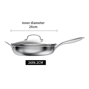 Không dính 304 đa-ply thép không gỉ tổ ong sâu Fry <span class=keywords><strong>Pan</strong></span> nhà bếp ba lớp thép nấu ăn Fry <span class=keywords><strong>Pan</strong></span> với kính nắp - Product Image 5