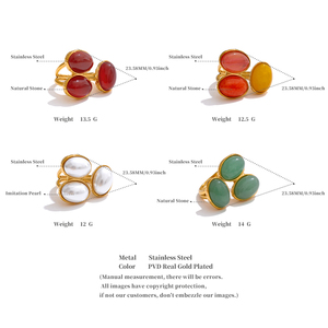 1990 модные женские кольца из нержавеющей стали с 2025 агатом из натурального камня - Product Image 2