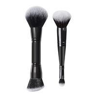 Pinceau de maquillage double tête en gros, manche en aluminium, pinceau à poudre moelleux pour estomper et estomper le correcteur, outil de maquillage portable