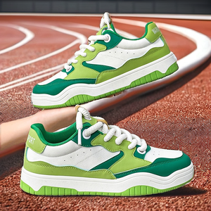 Chaussures de sport épaisses personnalisées avec logo, à semelle épaisse, pour hommes, en maille verte respirante, pour le skateboard, faible MOQ, par le fabricant - Product Image 2