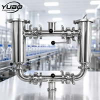 Boîtier de filtre à gaz duplex SS316L avec vannes d'isolation pour la purification continue de l'air comprimé dans les lignes de process hygiéniques
