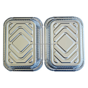 Hình chữ nhật nhôm lá Pan với nắp dùng một lần nhôm takeout <span class=keywords><strong>container</strong></span> thực phẩm nhôm lá mỏng hộp phục vụ Khay cho thức ăn nhanh - Product Image 4