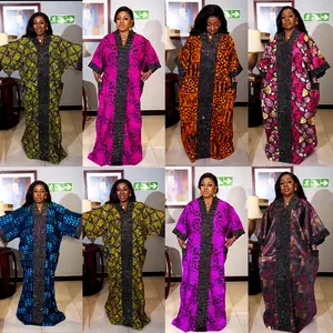Women African Kaftan Casual Dress Ladies Dashiki Caftan Oversize Tshirt Dress Plus Size Short Sleeve Maxi Dress With Pockets