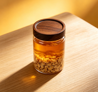 Bocaux en verre filetés grande capacité avec couvercle en bambou, qualité alimentaire, pour stockage de liqueur de prune verte, pot de cuisine rond OEM