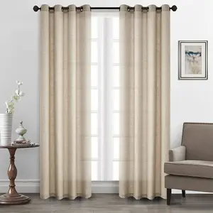 Popular Design Natural Linen Window Curtains Bedroom Living Room Multicolor Semi-Blackout Curtains