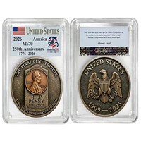 Set Koin Peringatan Paduan Seng AS untuk Perdagangan Luar Negeri, Medali Peringatan Lincoln Amerika untuk Hari Jadi ke-250, Koin Luar Negeri