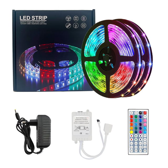 12V SMD 5050 RGB Strip Light 18/30/60LEDs/m 44Keys Infrared Remote Control 5m 10m 15m 20m CE RoHS IP20 Residential