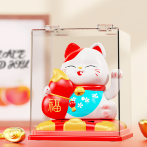 แมวกวักพลังงานแสงอาทิตย์ ของตกแต่งบ้าน/สำนักงาน ทำจากพลาสติก - Product Image 6