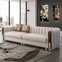Modernes Luxus-Sofa-Set aus Weißem Kunstleder für Wohnzimmer, Rechteckige Form