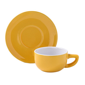 Ceramic Coffee <b>Cup</b> And Saucer <b>Set</b> Porcelain Round Cute Design For Afternoon Tea Home Use Pink Yellow Blue Green - Product Image 3