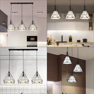 3 lamp holder combination black Triangular hollow disc chandelier for diningroom