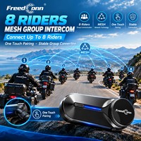 Intercom MESH pour moto FreedConn T COM V8, 8 motards, portée de 2,5 km, relais à 5 étapes, réduction de bruit CVC, casque de moto