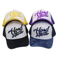 Gorra de camionero de terciopelo con logotipo personalizado Sombrero de malla de moda con bordado Estilo hip hop para actividades al aire libre y ciclismo