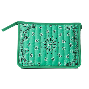 Bandana Paisley Quilted Cosmetic <strong>Bag</strong> Vintage Floral Print Zipper Wristlet Pouch <strong>Large</strong> Capacity Hand Strap Beach <strong>Makeup</strong> <strong>Bag</strong> - Product Image 4