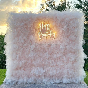 Cortina de tela de pared de malla de tela de boda personalizada, cortina de tela enrollable rosa de boda para decoración de boda - Product Image 1