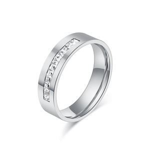 Gold Plated <b>Titanium</b> Steel <b>Ring</b> With Square Diamond Channel Setting For Women's Fashion Jewelry Gift - Product Image 5